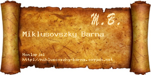 Miklusovszky Barna névjegykártya